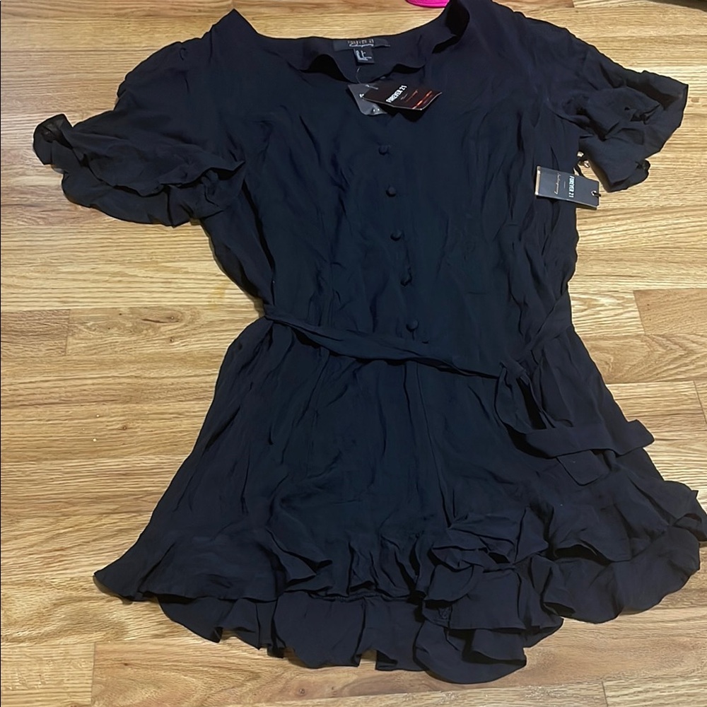 Forever 21 Black Ruffled Smocked Mini Sundress